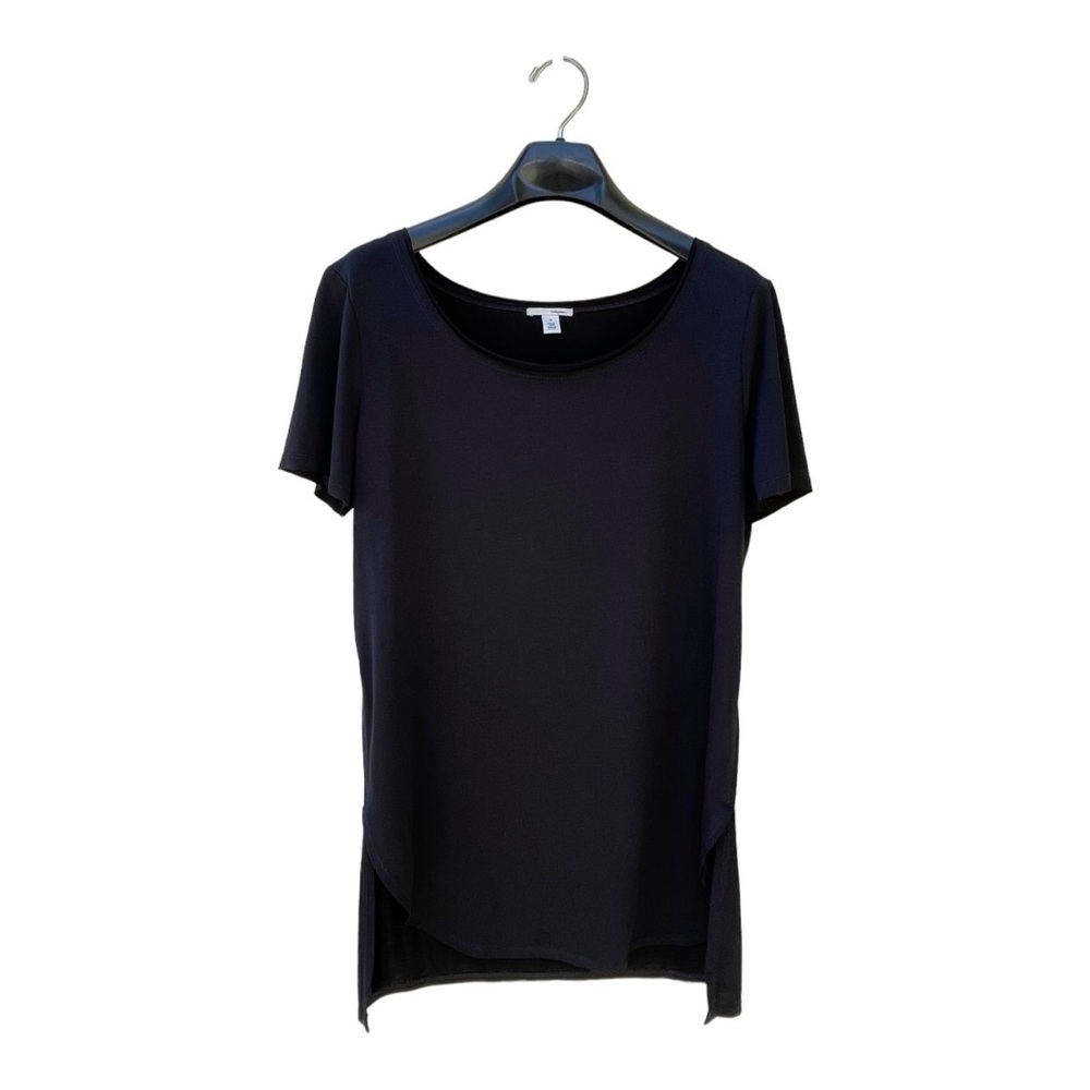 HALOGEN Black Shirttail Hem Scope Neck Short Sleeve Tee Size M